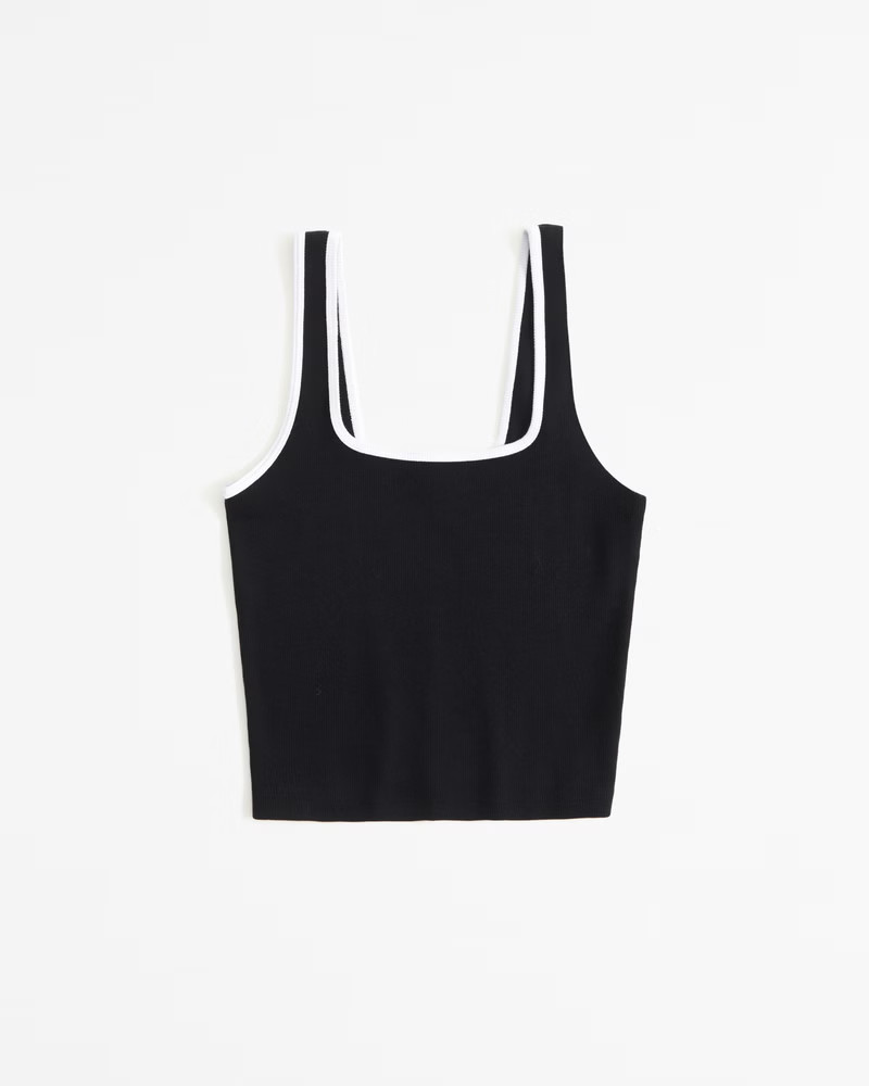 Essential Cropped Squareneck Rib Tank | Abercrombie & Fitch (US)