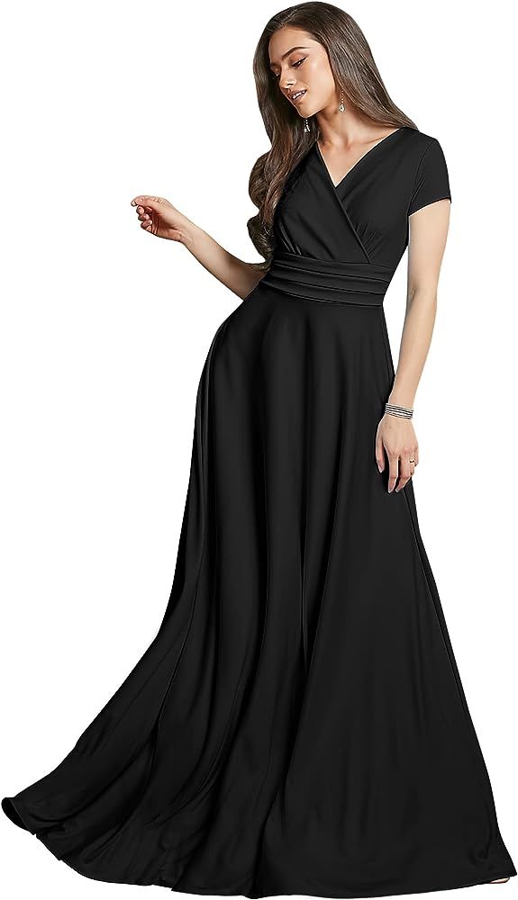 KOH KOH Womens Sexy Cap Short Sleeve V-Neck Flowy Cocktail Gown | Amazon (US)