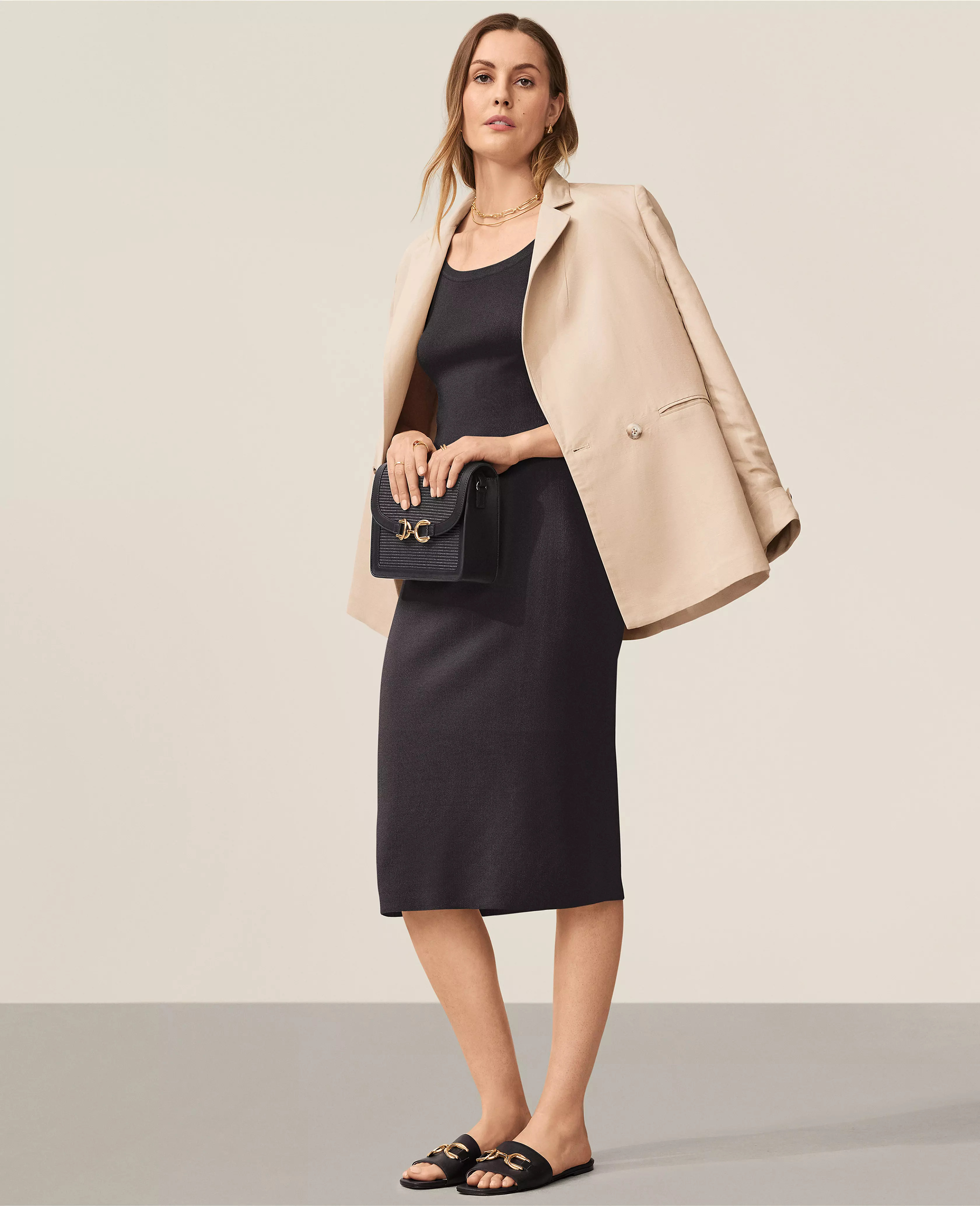 AT Weekend Linen Blend Roll Sleeve Relaxed Blazer | Ann Taylor (US)