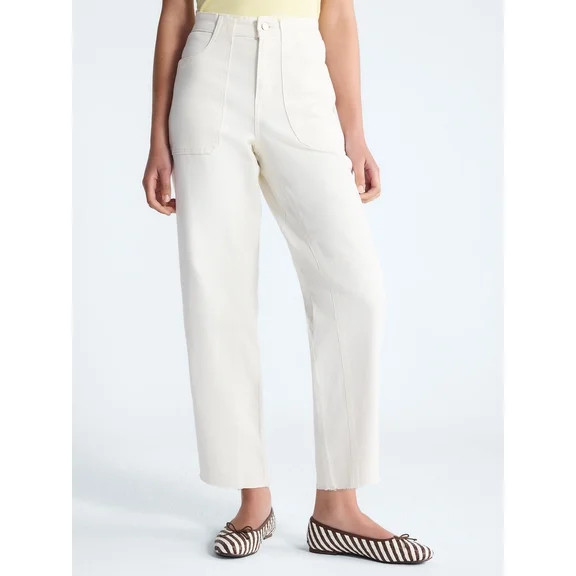 Free Assembly Women's Cropped Carpenter Barrel Jeans, 27" Inseam, Sizes 0-20 | Walmart (US)