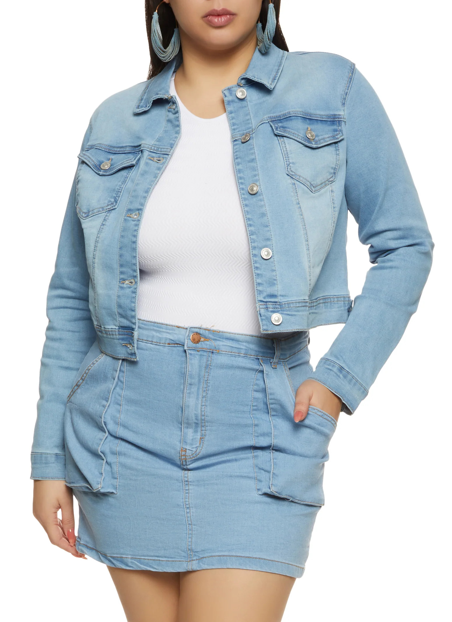 Plus Size WAX Solid Denim Jacket | Rainbow Shops