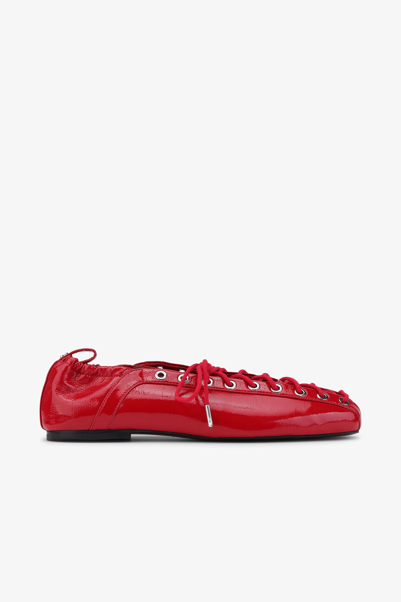 Lace-Up Ballerinas in Red | Ganni
