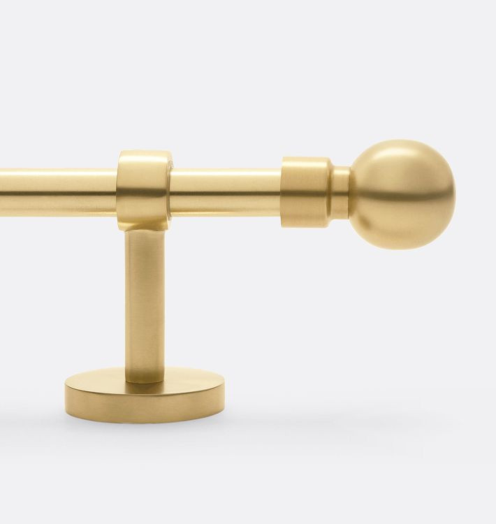Traditional Ball Adjustable Brass Drapery Rod Set | Rejuvenation