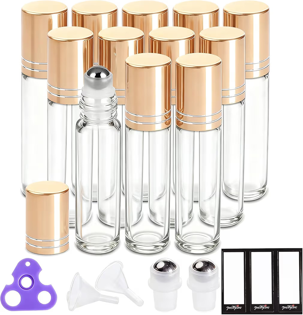 PrettyCare 12 Pack, 10 ml Essential Oil Roller Bottles with Stainless Steel Roller Ball - Refilla... | Amazon (US)