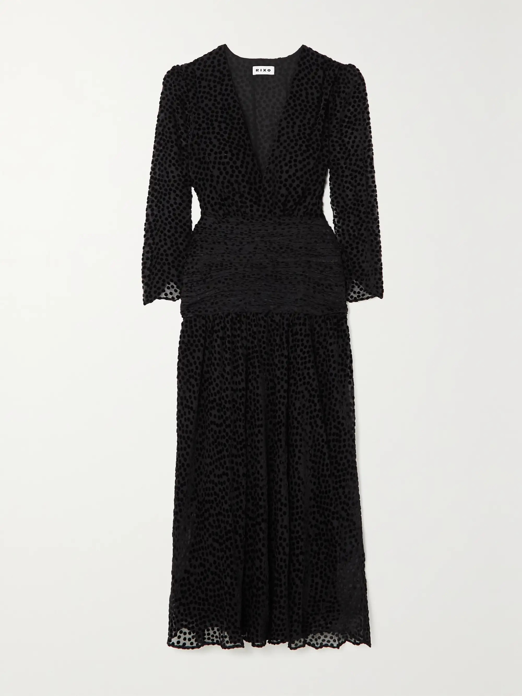 Racquel ruched polka-dot flocked tulle midi dress | NET-A-PORTER (UK & EU)