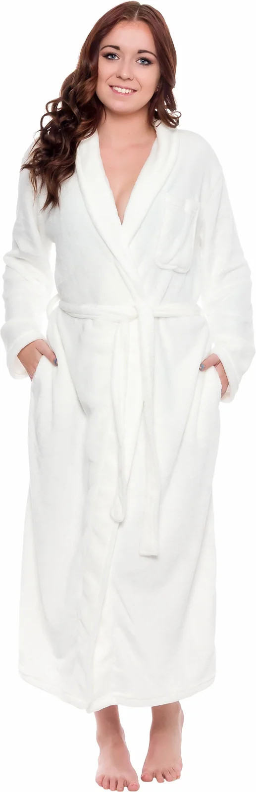 Silver Lilly Womens Robe - Plush Fleece Bathrobe - Full Length Robe with Shawl Collar - White, XX... | Walmart (US)