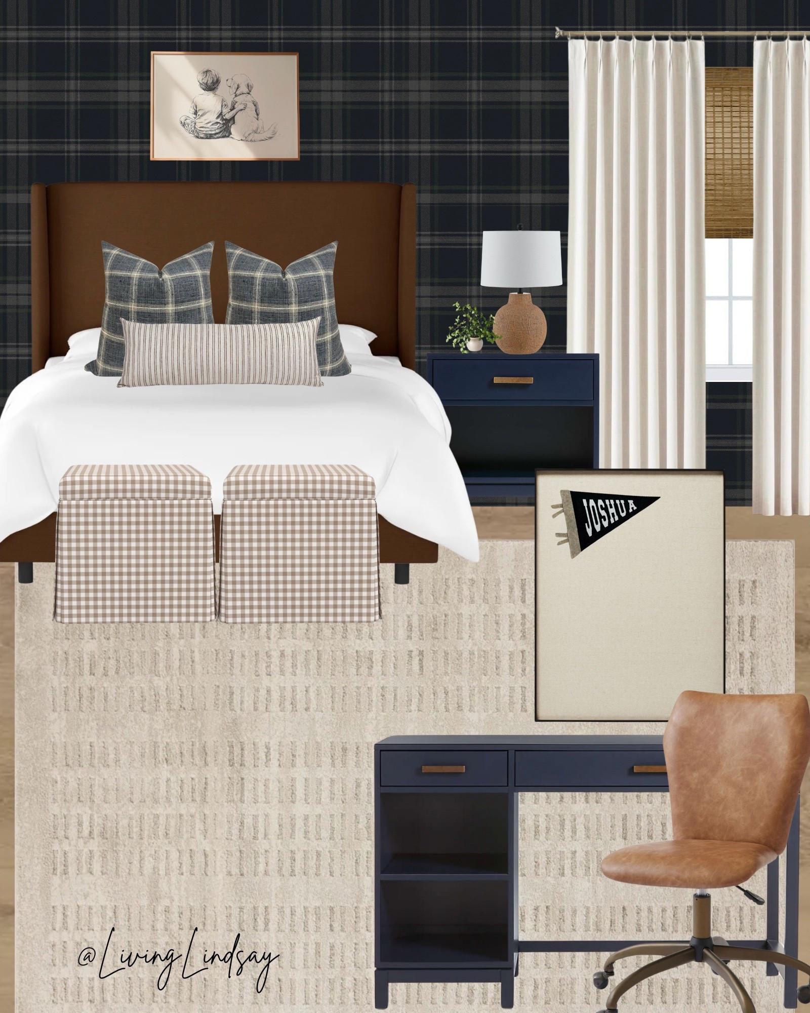 boys bedroom decor, classic boys bedroom, plaid wallpaper bedroom, navy and brown bedroom, traditional boys room, boys bedroom design inspiration, tailored bedroom decor, gingham bedroom accents, neutral boys room, leather accent chair office, navy nightstand bedroom, timeless bedroom design, cozy layered bedding, boys room wallpaper ideas, classic coastal bedroom

#LTKHome #LTKKids #LTKmomlife