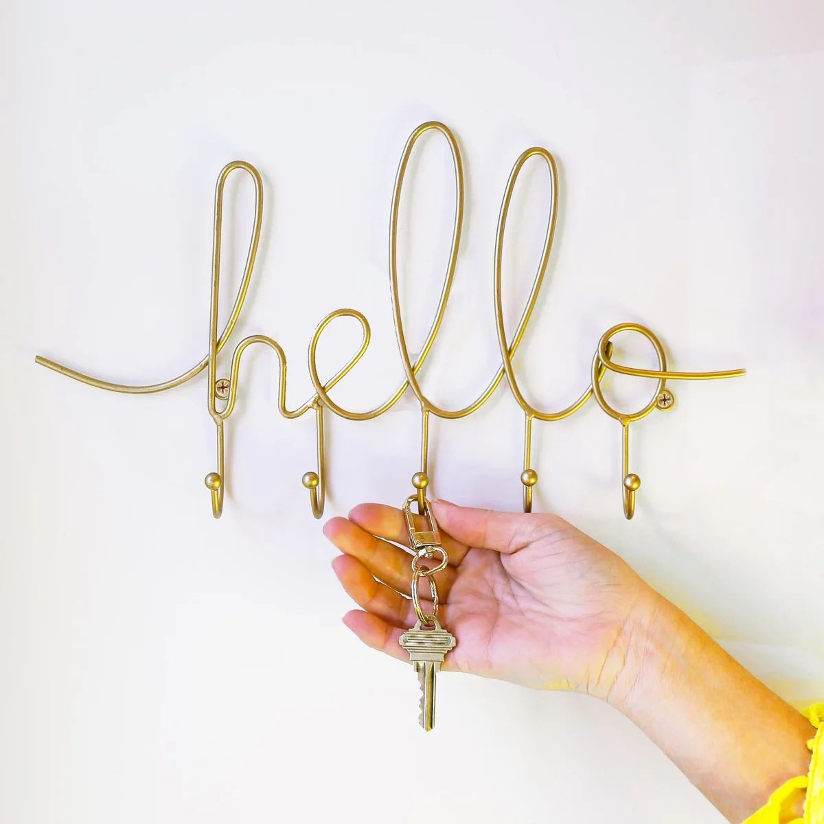 Packed Party Gold Metal 15"x1.5"x7.25" Hello Key Hook - Walmart.com | Walmart (US)