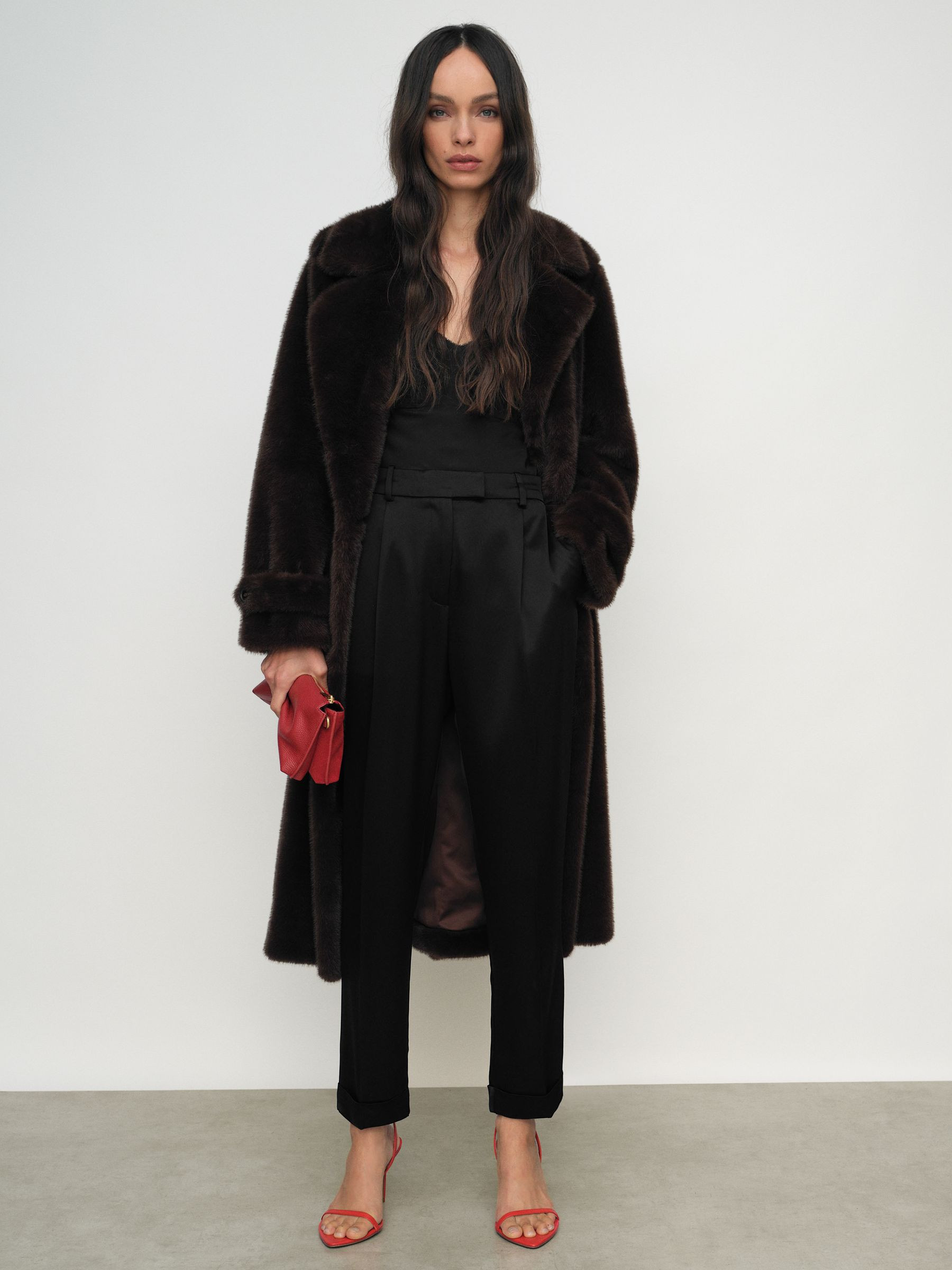 Reiss Satin Tapered Trousers in Black - REISS | Reiss UK