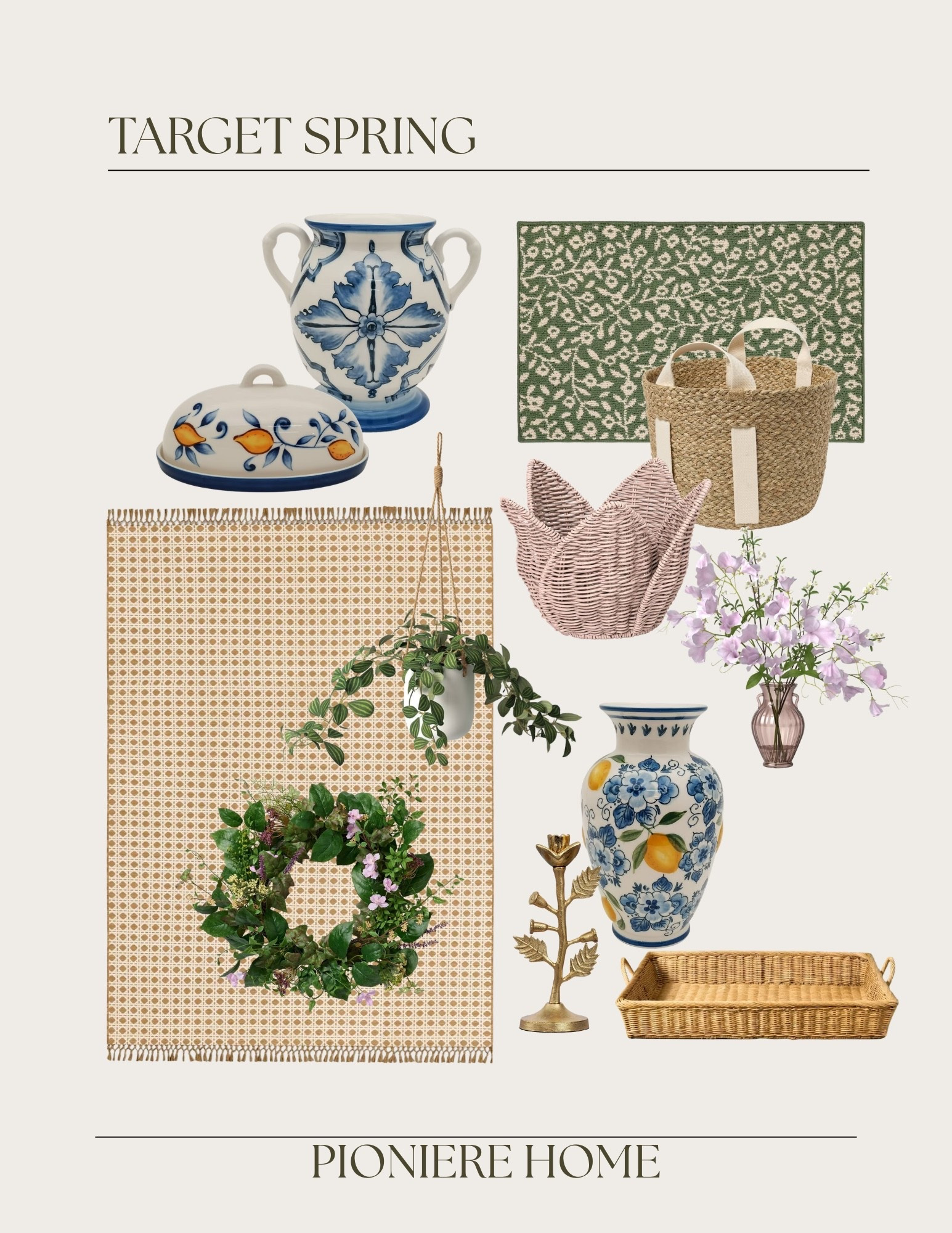 Target spring decor. Faux flowers and greenery, accent rugs, decorative baskets, designer look for less, shelf decor, vases  

#LTKfindsunder50 #LTKSeasonal #LTKhome