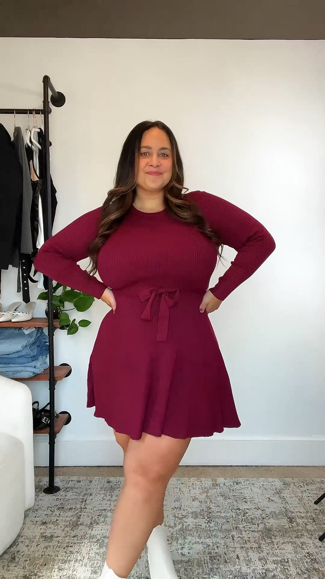 dress on sale up to 50% off!! 

mini sweater a line dress 

Shown in size LARGE

#LTKPlusSize #LTKMidsize #LTKStyleTip