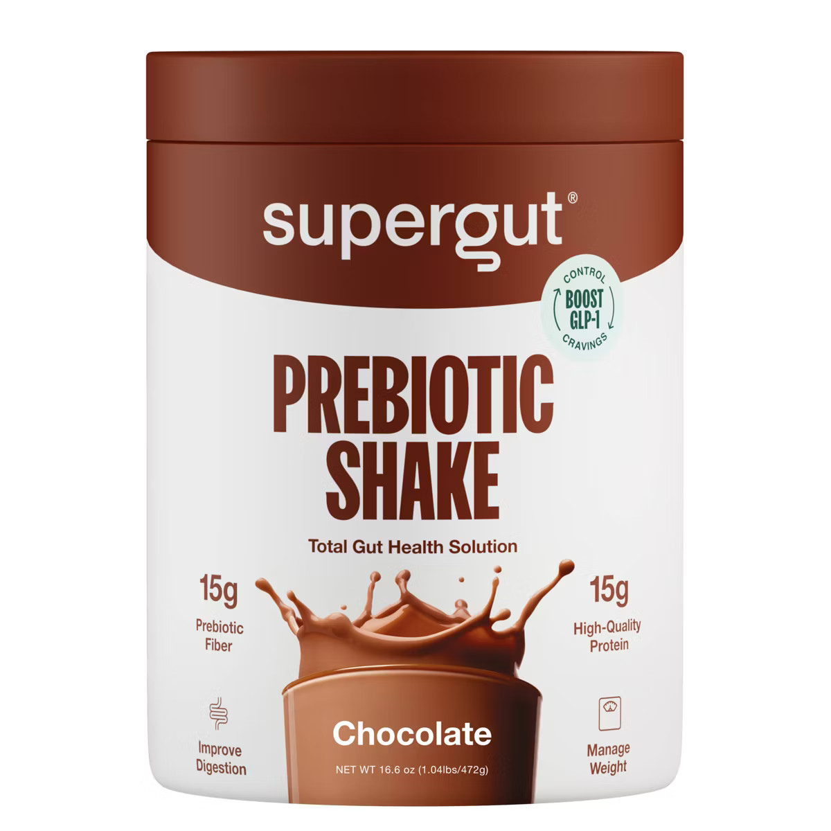 Supergut Prebiotic Shakes for GLP-1 Craving Control & Digestive Health - Chocolate - 16.6oz | Target