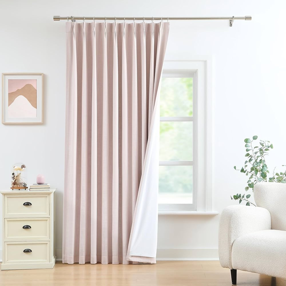 WEST LAKE Pink Bailey French Pleated Blackout Curtains with Liner 90 Inches Length,Modern Room Da... | Amazon (US)