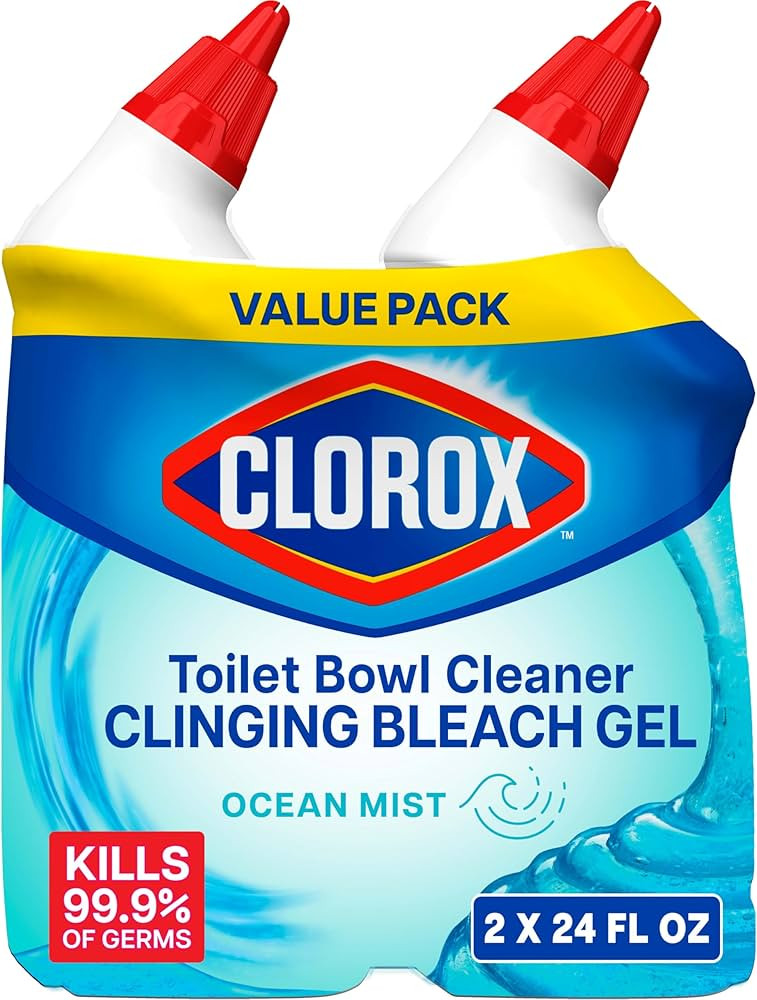 CLOROX Toilet Bowl Cleaner Clinging Bleach Gel, Ocean Mist, 24 Fl Oz, Pack of 2 (Package May Vary... | Amazon (US)