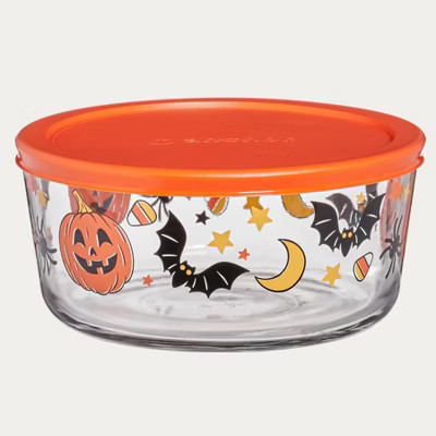 Anchor 7c Pumpkins Bats Spiders Glass Food Storage Container | Target
