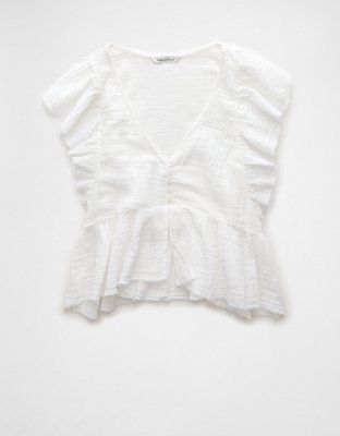 AE Ruffled Babydoll Blouse | American Eagle Outfitters (US & CA)