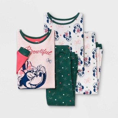 Toddler Girls' 4pc Minnie Mouse Snug Fit Pajama Set - Pink | Target