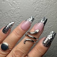 Silver Disco French Press-On Nails Handmade Luxury Set With Hexagon Glitter Après Tips | Etsy (US)