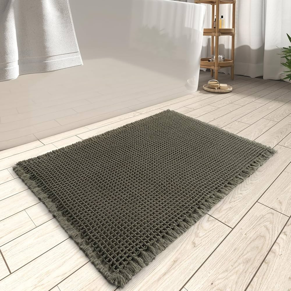 AMOAMI Upgraded Waffle Bath Mat, Super Absorbent Non Slip Bath Mats for Bathroom Floor, Machine W... | Amazon (US)