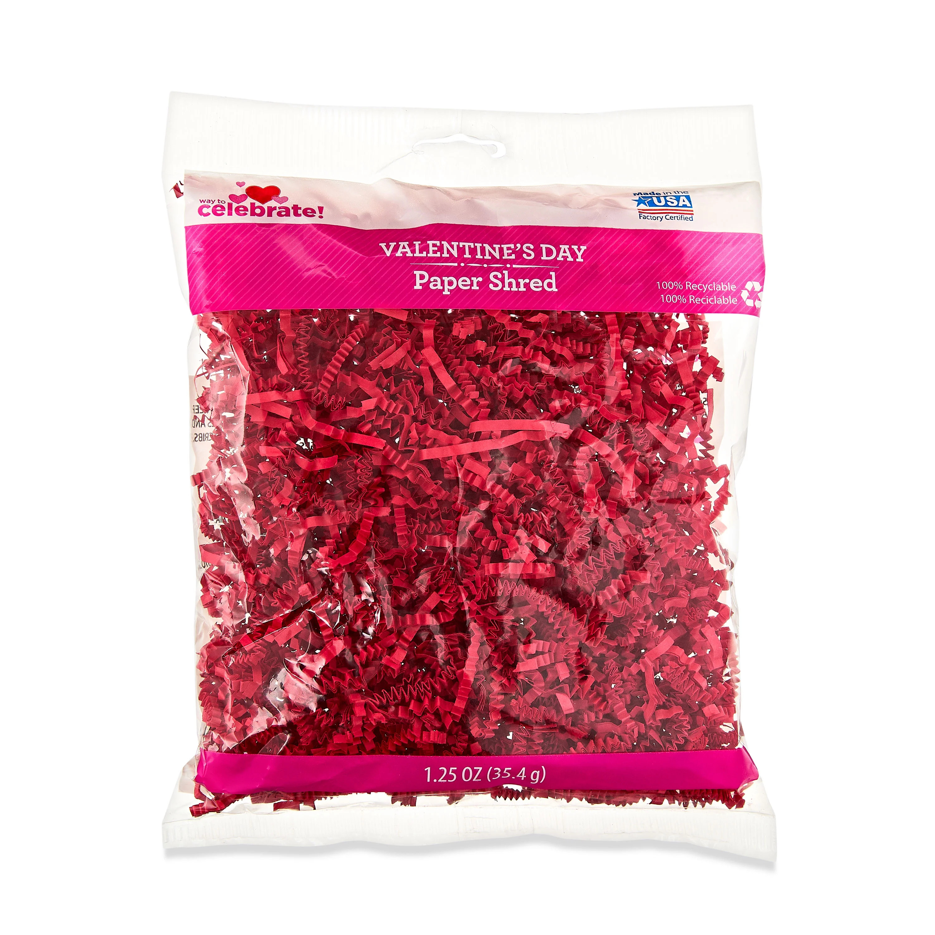 Valentine's Day Red Paper Shred, 1.25 oz, by Way To Celebrate | Walmart (US)