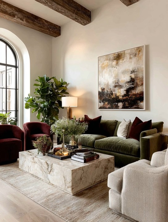 Bold decor… but perfectly balanced.

That’s the secret behind this elevated, countryside-meets-glam living room.

It’s not just one statement piece—it’s how everything works together.

A rich velvet sofa anchors the space.
Soft ivory seating and a marble coffee table bring lightness and balance.
Natural wood tones ground everything.
And that statement tree adds life, softness, and movement.

Even the lighting plays a role—warm, elegant, and intentionally placed to tie it all together.

You can easily recreate this look your way:
Swap the tones—go for a burgundy sofa with green chairs, or a green sofa with ivory accents. The formula stays the same.

Balance textures. Balance tones.
That’s what creates a space that feels complete.

We’ve linked multiple options for sofas, chairs, marble tables, lighting, and statement plants so you can build this look effortlessly.

#LivingRoomDesign #HomeStyling #TimelessInteriors 

 #LTKHome
