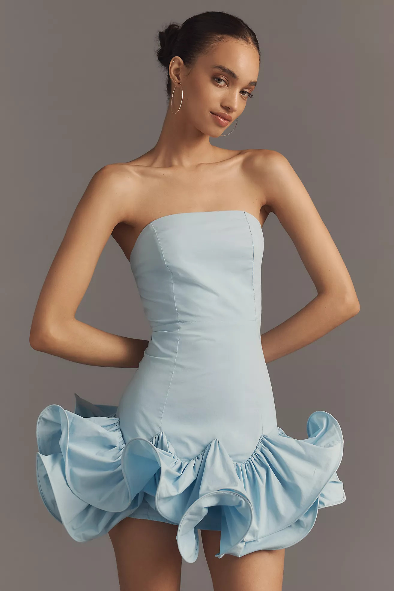 Maeve Strapless Ruffle Mini Dress | Anthropologie (US)