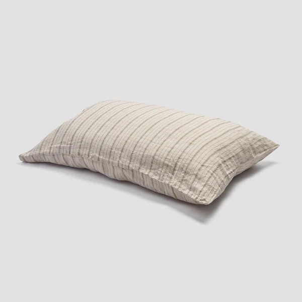 Pear Ticking Stripe Linen Pillowcases (Pair) | Piglet