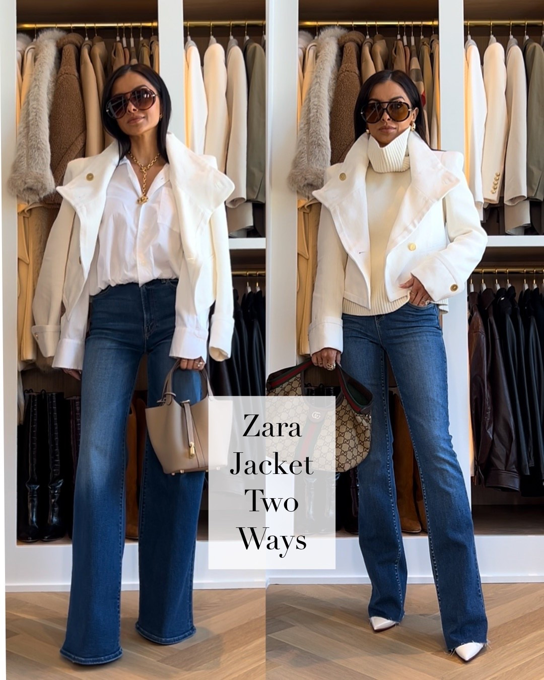 One Zara jacket, styled two ways. This cropped Zara jacket is the perfect elevated layering piece that instantly pulls a look together. I paired it with the Scrunchie Frenchi bubble hem button up and Mother Hustler Roller Sneak jeans for an effortless daytime outfit, then styled it with the Zara wool high collar sweater and Ruth raw hem straight jeans for a more polished feel. Finished with a Gucci bag and minimal Amazon accessories for a chic, versatile look.

Zara Cropped Jacket – Wearing a size XS
Mother Hustler Roller Sneak Jeans – Wearing a size 24, runs TTS
Ruth Raw Hem Straight Jeans – Wearing a size 24, runs TTS

MiaMiaMine Zara cropped jacket outfit Mother Hustler Roller Sneak jeans Ruth raw hem straight jeans Nordstrom bubble hem blouse Zara wool sweater chic layering piece elevated everyday style designer denim outfit Gucci bag style Amazon accessories women neutral capsule wardrobe modern feminine outfit

#LTKOver40 #LTKWorkwear #LTKPetite