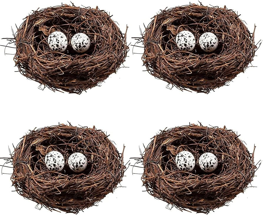 Easter Birds Nest Decorating, Mini Artificial Birds Nest Rattan Nest for Easter Crafts Home Garde... | Amazon (US)