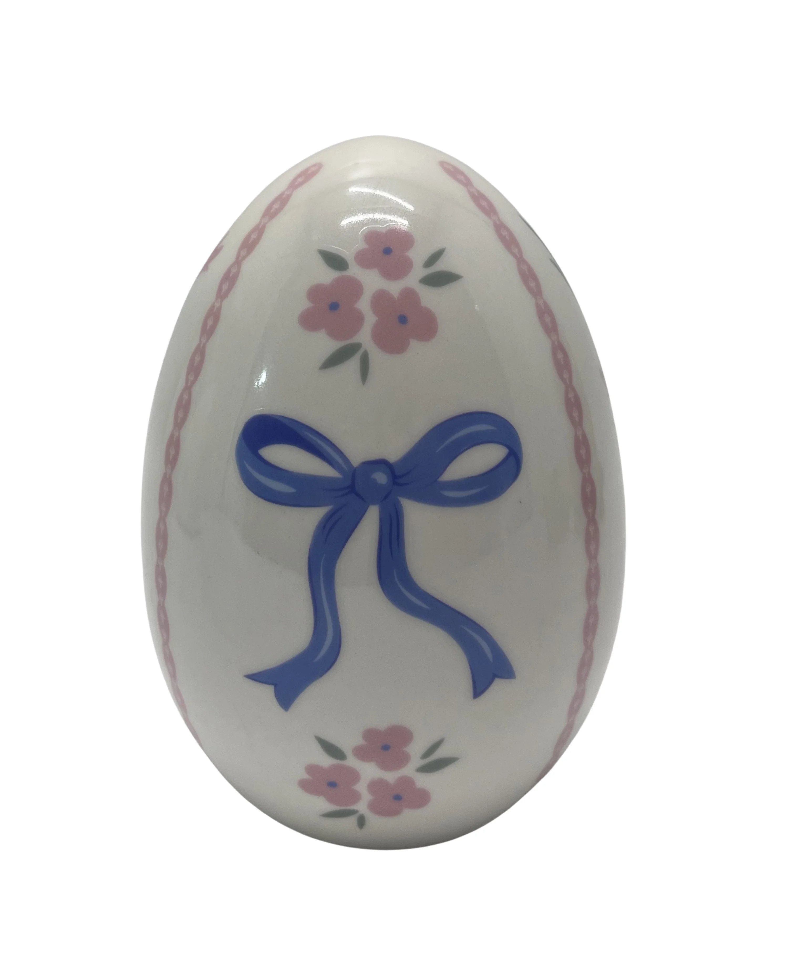 Ceramic Ribbon Bow Easter Egg Decoration, Blue and White, 4.5", by My Texas House | Walmart (US)