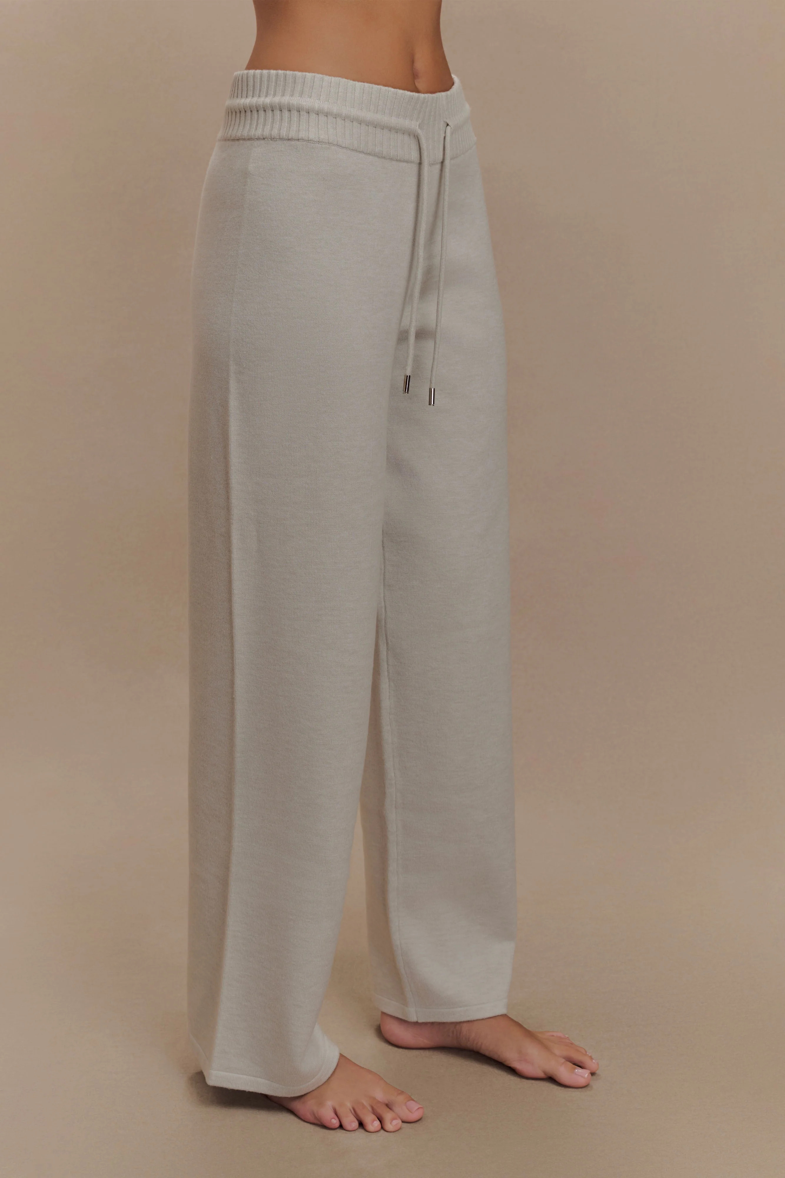 Knit Wide Leg Pants - Heather Grey Marle | MESHKI US