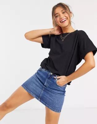 ASOS DESIGN relaxed t-shirt with roll sleeve in black | ASOS (Global)