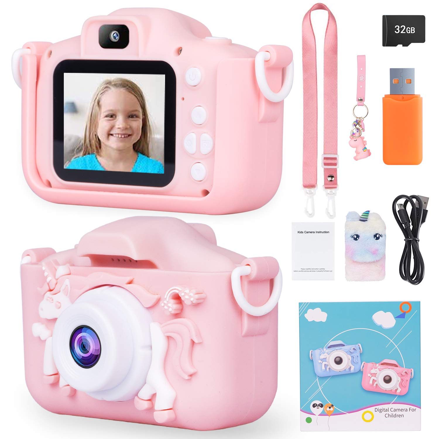 ArtCWK Kids Camera Birthday Gifts for 5 6 7 8 Year Old Girls Upgraded Unicorn Digital Child Camera 8 | Amazon (US)
