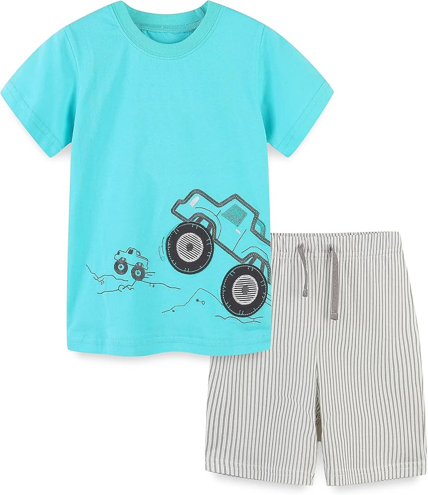 Bumeex Toddler Boy's Cotton Short Sleeve T-Shirt and Short Set 1-7Y | Amazon (US)