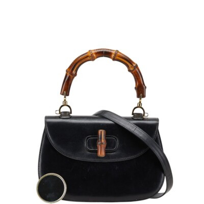 Bolso de hombro Gucci de bambú 2WAY 000 46 cuero negro 250404H | eBay US