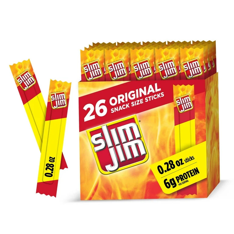 Slim Jim Smoked Meat Sticks, Original Flavor, 6g Protein Per Serving, Snack Size, Stocking Stuffe... | Walmart (US)