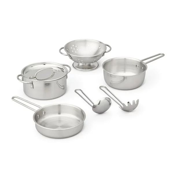 Melissa & Doug 8-Piece Stainless Steel What’s Cooking Pots and Pans Restaurant and Kitchen Play... | Walmart (US)