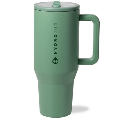 HydroJug Traveler - Water Bottle with Handle & Flip Straw - Leak Resistant Tumbler, Insulated, Stainless Steel & Rubber Base - 40 oz, Sage | Target