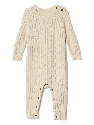 Gap Baby Cable-Knit Sweater One-Piece French Vanilla Size 0-3 M | Gap US