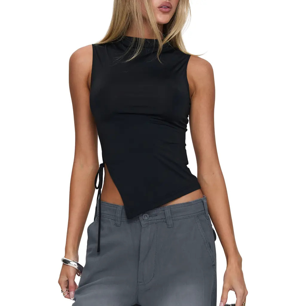 Princess Polly Solarah Tie Side Tank in Black at Nordstrom, Size 0 | Nordstrom