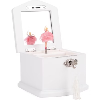 White Wooden Ballerina Music Box - Dance of the Sugar Plum Fairy - White Velvet Interior | Target