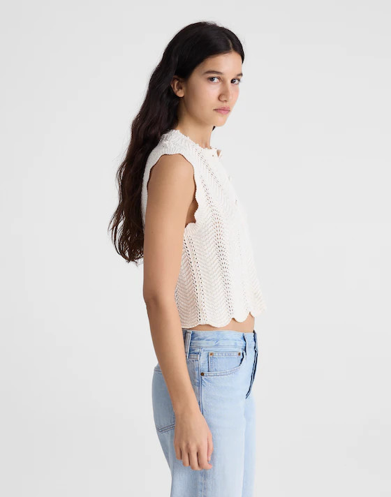 Wavy-Knit Button-Front Shell Top | Madewell