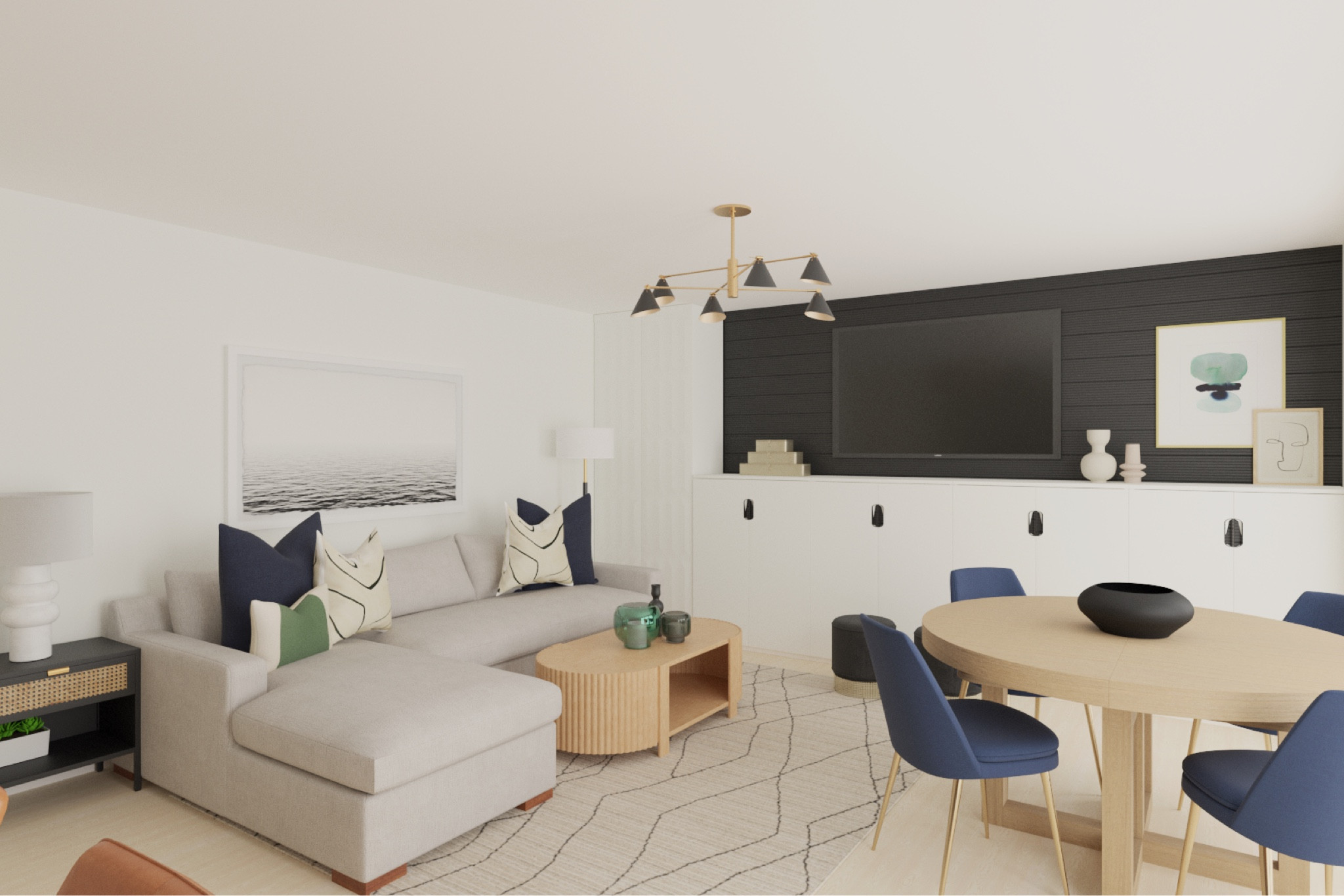 Coastal modern with a touch of glam Living Room and Dining Room

#LTKsalealert #LTKHoliday #LTKhome