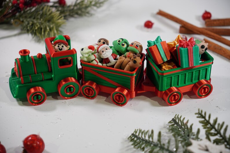 3D Printed Flexible Fidget Christmas Toys, Holiday Miniatures, Christmas Tree Container, Green an... | Etsy (US)
