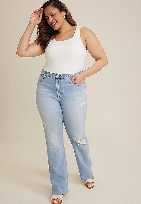 Plus Size Goldie Blues™ Light Curvy High Rise Cheeky Slim Boot Jean | Maurices