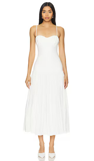 Salem Drop Waist Broomstick Midi Dress in White | Revolve Clothing (Global)
