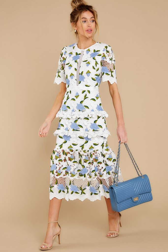 All I Wanted Blue Floral Lace Maxi Dress | Red Dress 