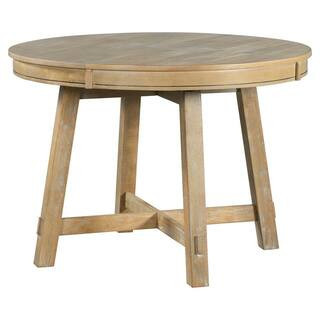 58 in. Round Natural Wood Wash Wood Top with 16" Leaf Wood Dining Table H629-DTB-AAE - The Home D... | The Home Depot