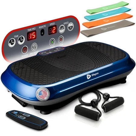 Lifepro Waver Vibration Plate Exercise Machine – Full Body Vibrating Plate for Lymphatic Drainage, Muscle Toning & Fat Loss – Includes Loop Bands, Remote & 99 Speed Settings - Blue | Walmart (US)