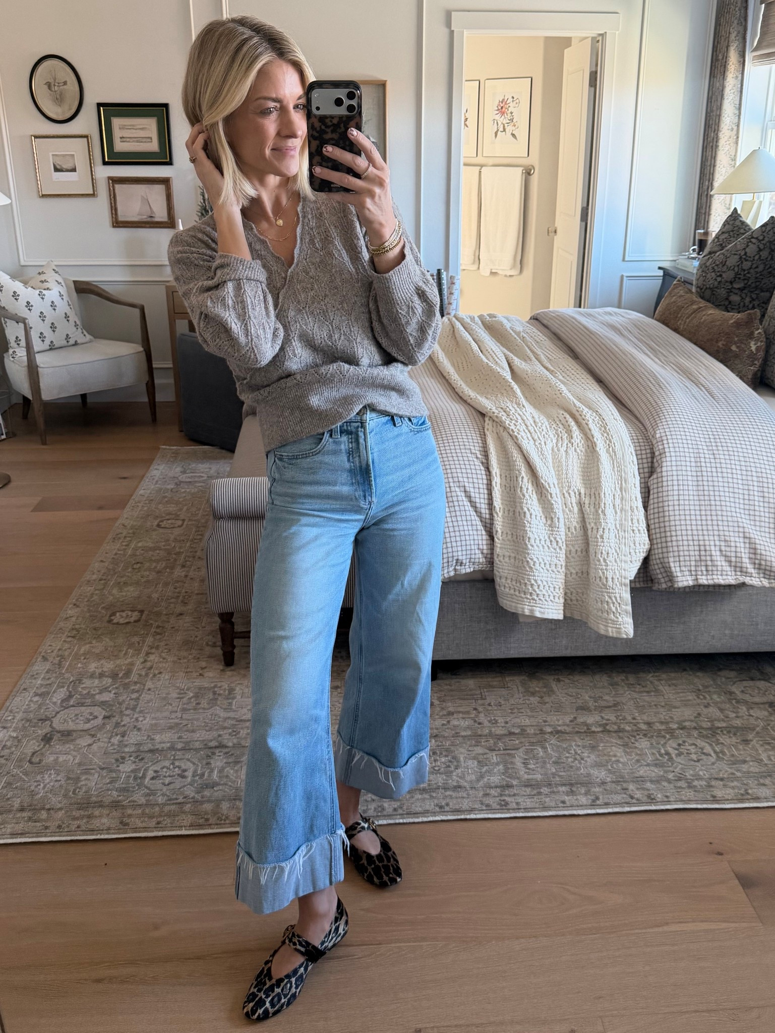 Looks Sezane but much more affordable. Wearing my true size small in this sweater. 

#LTKootd #LTKOver40 #LTKFindsUnder50